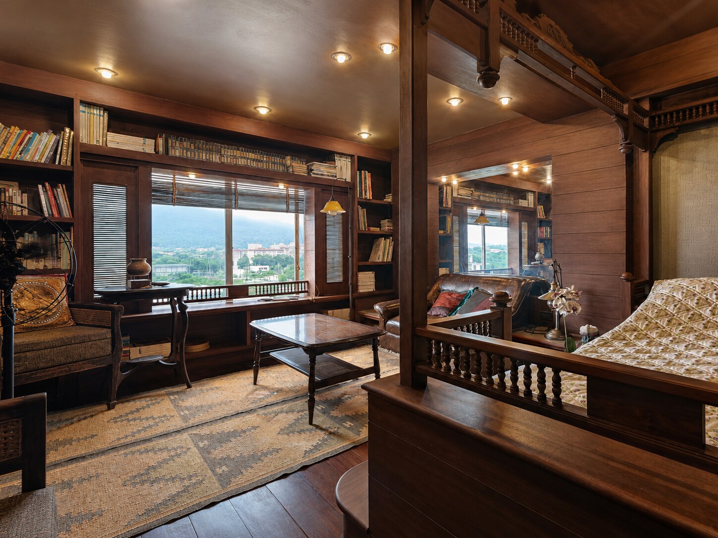 Living area and mountain-facing window